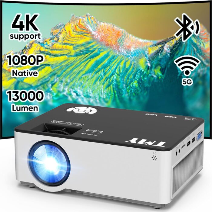  Proyector con WiFi y Bluetooth, WiFi 5G nativo 1080P 10000L 4K  compatible, proyector portátil FUDONI para exteriores con pantalla para  cine en casa, compatible con HDMI/USB/PC/TV Box/iOS y teléfono : Electrónica